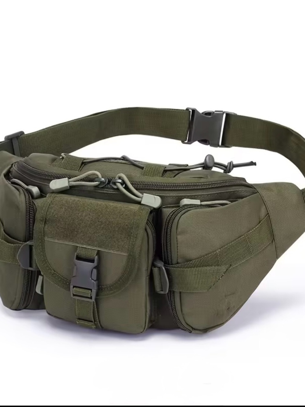 Versatile Olive Green Tactical Waist Bag — Hands-Free Belt Pack